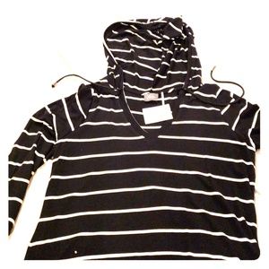 Hooded striped dress/swimwear cover